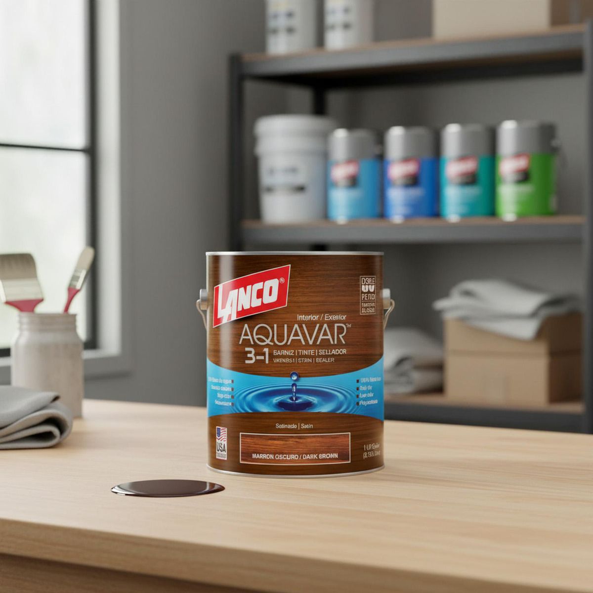 LANCO - Barniz 3 en 1 Satinado 1 galón(es) CAFE