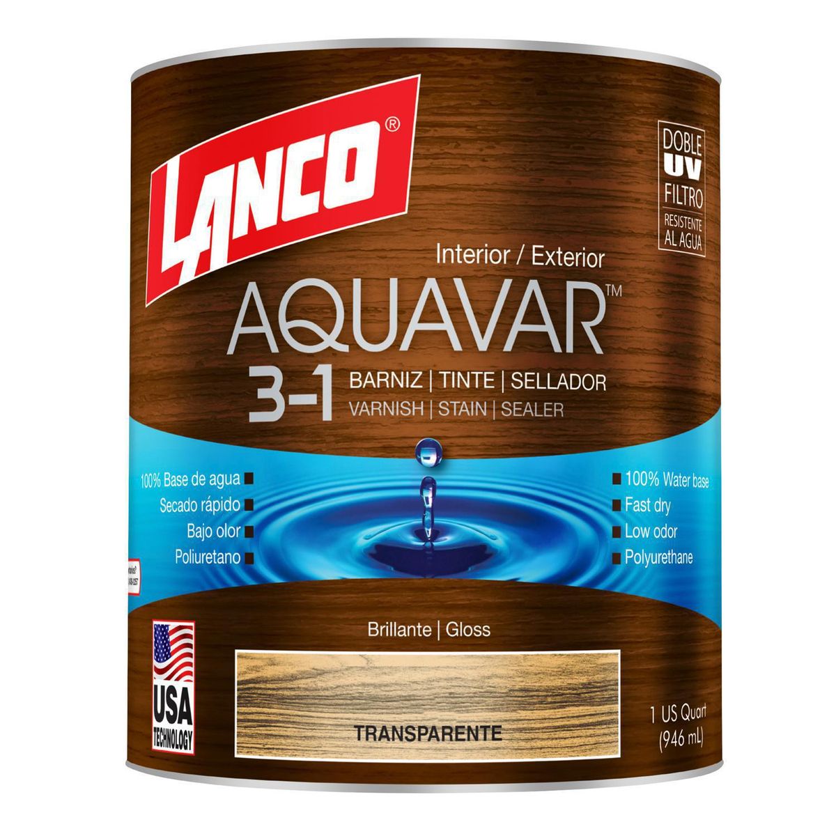 LANCO - Barniz 3 en 1 Satinado 0.25 galón(es) Incoloro