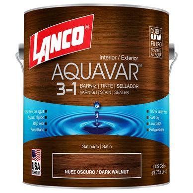 Barniz Aquavar 3 en 1 barniz-tinte-sellador dark walnut satn 1 galn