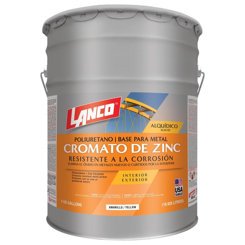 LANCO - Anticorrosivo poliuretano cromato de zinc amarillo mate 5 galónes