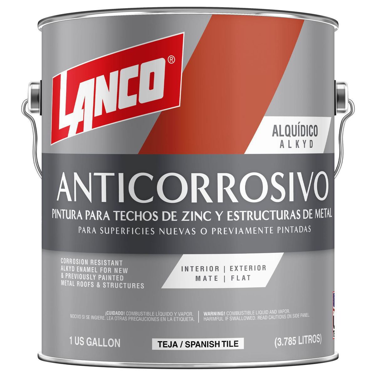 LANCO - Anticorrosivo Zinc y Estructuras Metálicas Lata 1 galón(es) Mate Rojo teja