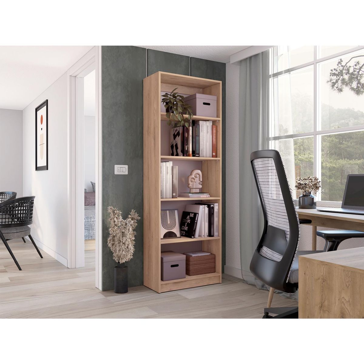 TUHOME - Estante E3 MDP 5 Nivel(es) 62.8x180.6x29 cm Macadamia