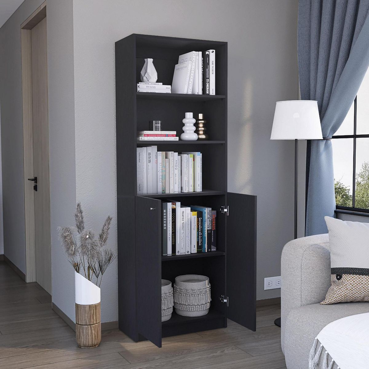 TUHOME - Estante E4 Home MDP 3 Nivel(es) 62.8x180.6x29.9 cm Wengué