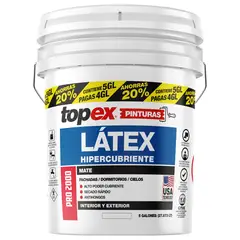 TOPEX - Pintura Látex Hipercubriente Mate 5 galón(es) Blanco