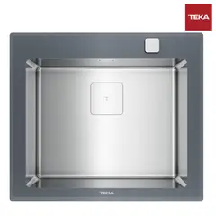 TEKA - Lavaplatos Empotrado con Marco de Cristal Gris 1 Cubeta(s) 60x52x20 cm Acero inoxidable