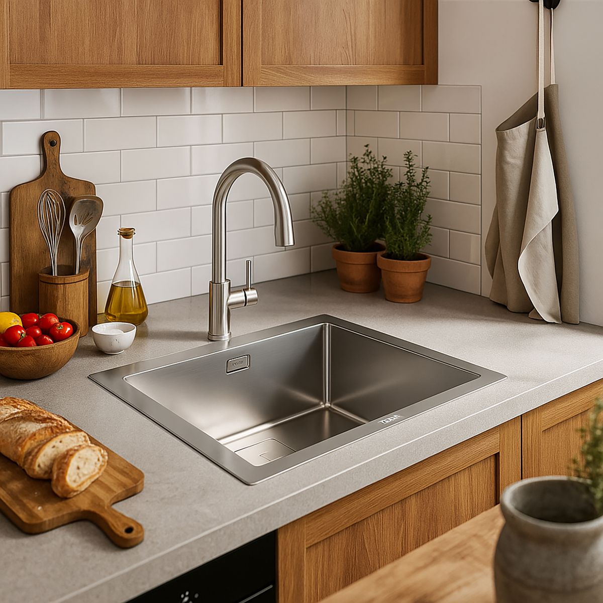 TEKA - Lavaplatos Empotrado con Marco de Cristal Gris 1 Cubeta(s) 60x52x20 cm Acero inoxidable