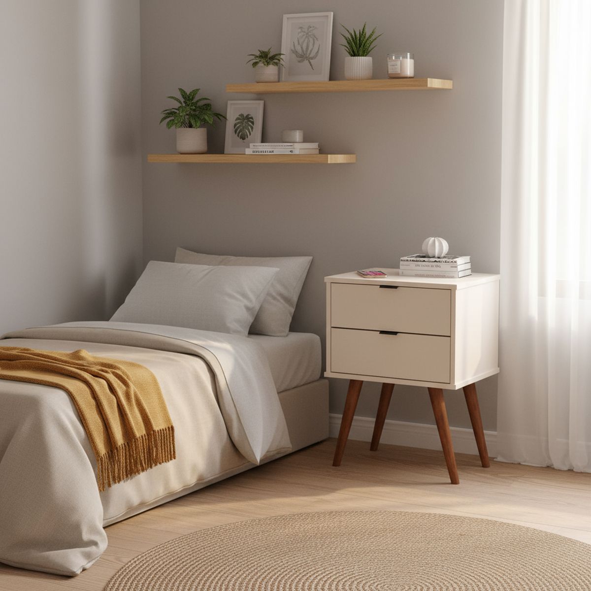 BE DESIGN - Velador 2 Cajón(es) Luxor 45x67x36 cm Perla