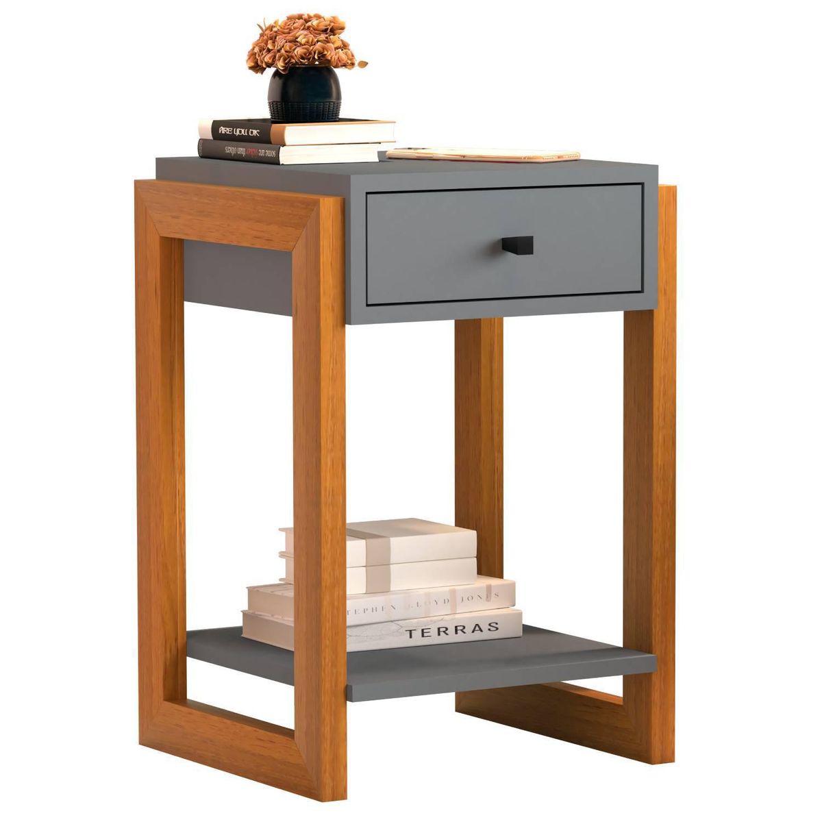 BE DESIGN - Velador 1 Cajón(es) Luxor 37x62x36 cm Gris