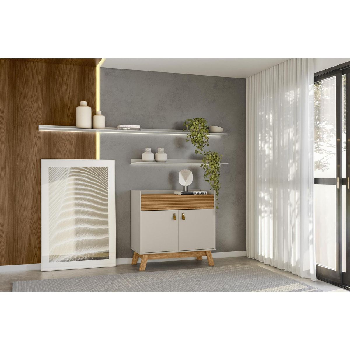 HOME MOBILI - Buffet Malaga dos puertas rustico/blanco