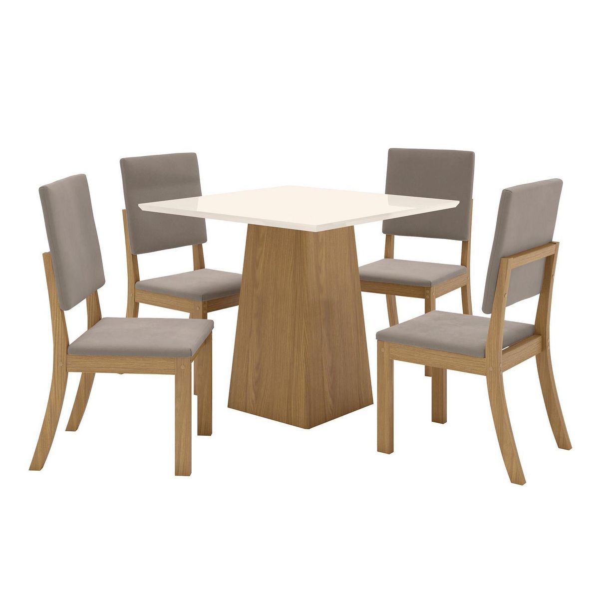 HOME MOBILI - Juego de Comedor Bolg 4 Sillas Mesa Cuadrada 90x80x90 cm Blanco