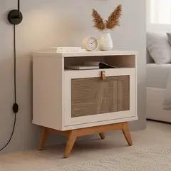 BE DESIGN - Velador 1 Puerta 1 Cajón(es) Camu 64x70x36 cm Perla