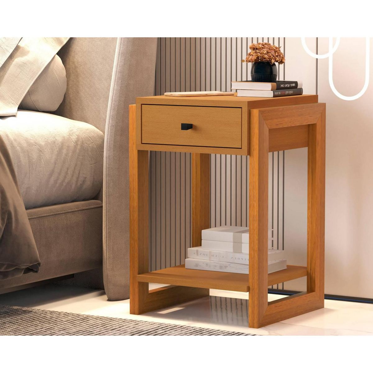 BE DESIGN - Velador 1 Cajón(es) Luxor 37x62x36 cm Caramelo