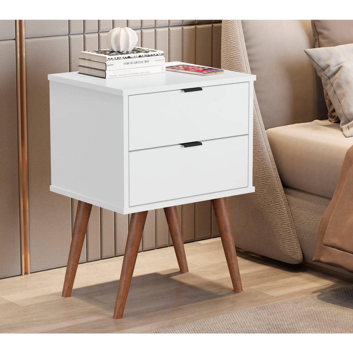 BE DESIGN - Velador 2 Cajón(es) Luxor 45x67x36 cm Blanco