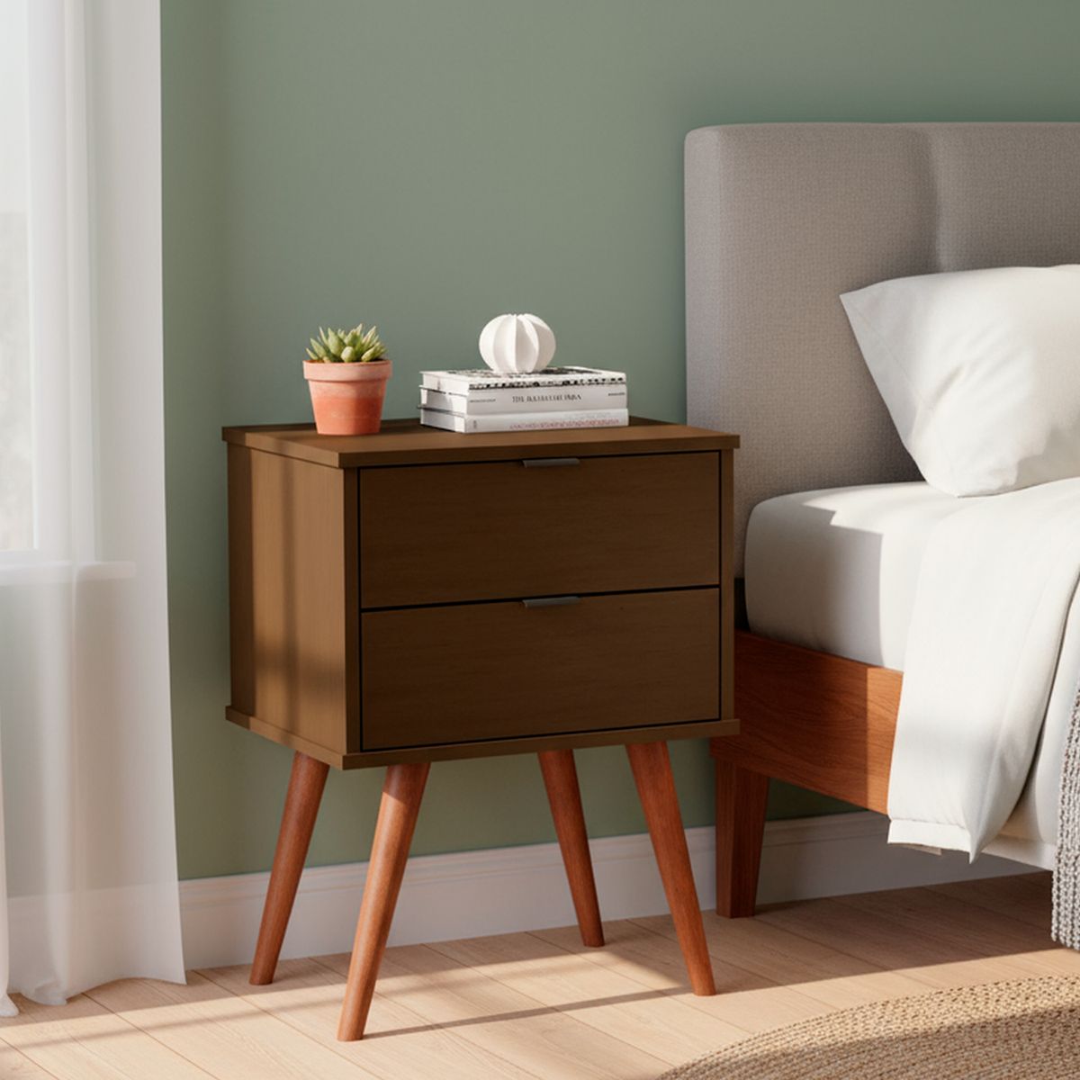 BE DESIGN - Velador 2 Cajón(es) Luxor 45x67x36 cm Canela