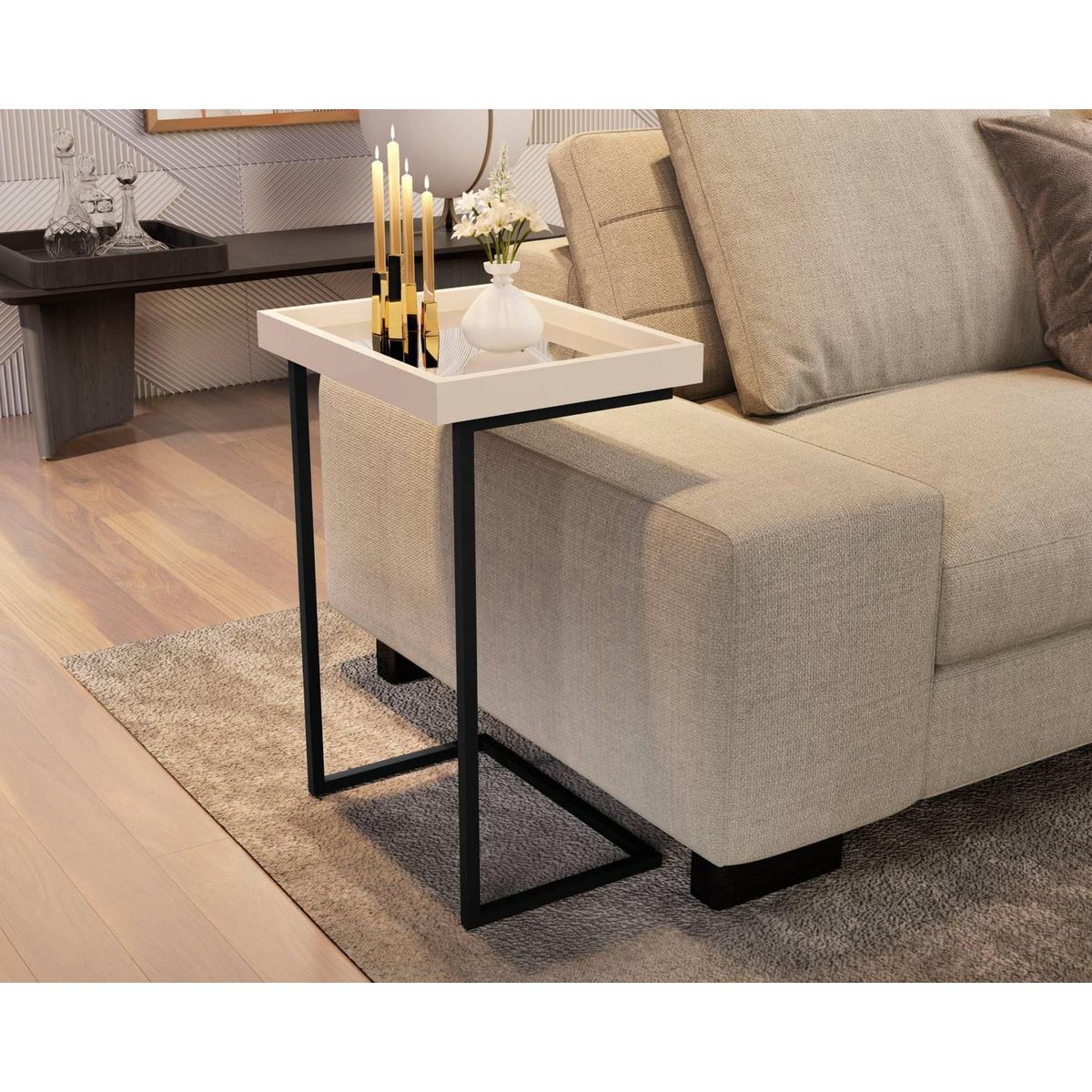 BE DESIGN - Mesa auxiliar Luxor perla
