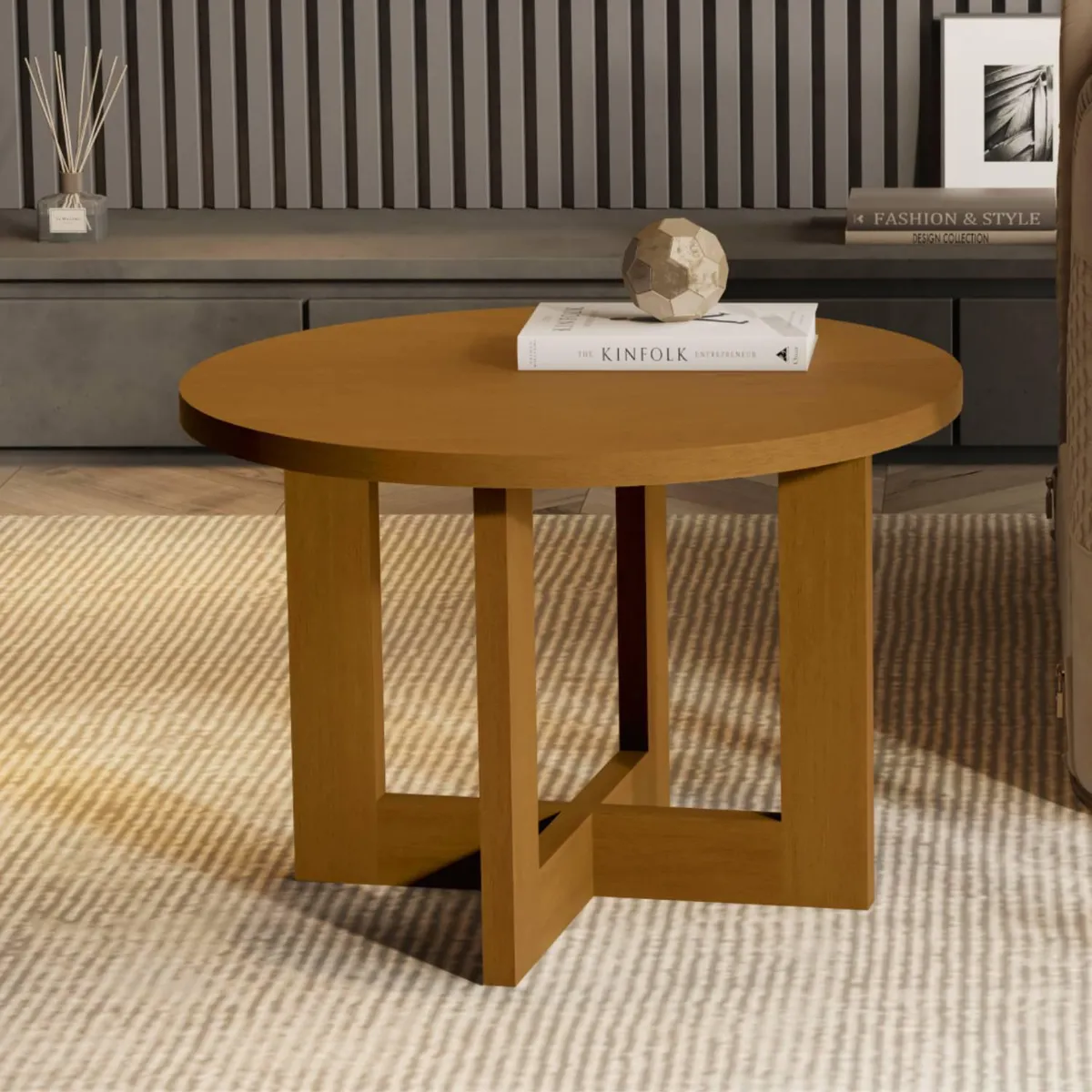 BE DESIGN - Mesa de centro redonda Be caramelo