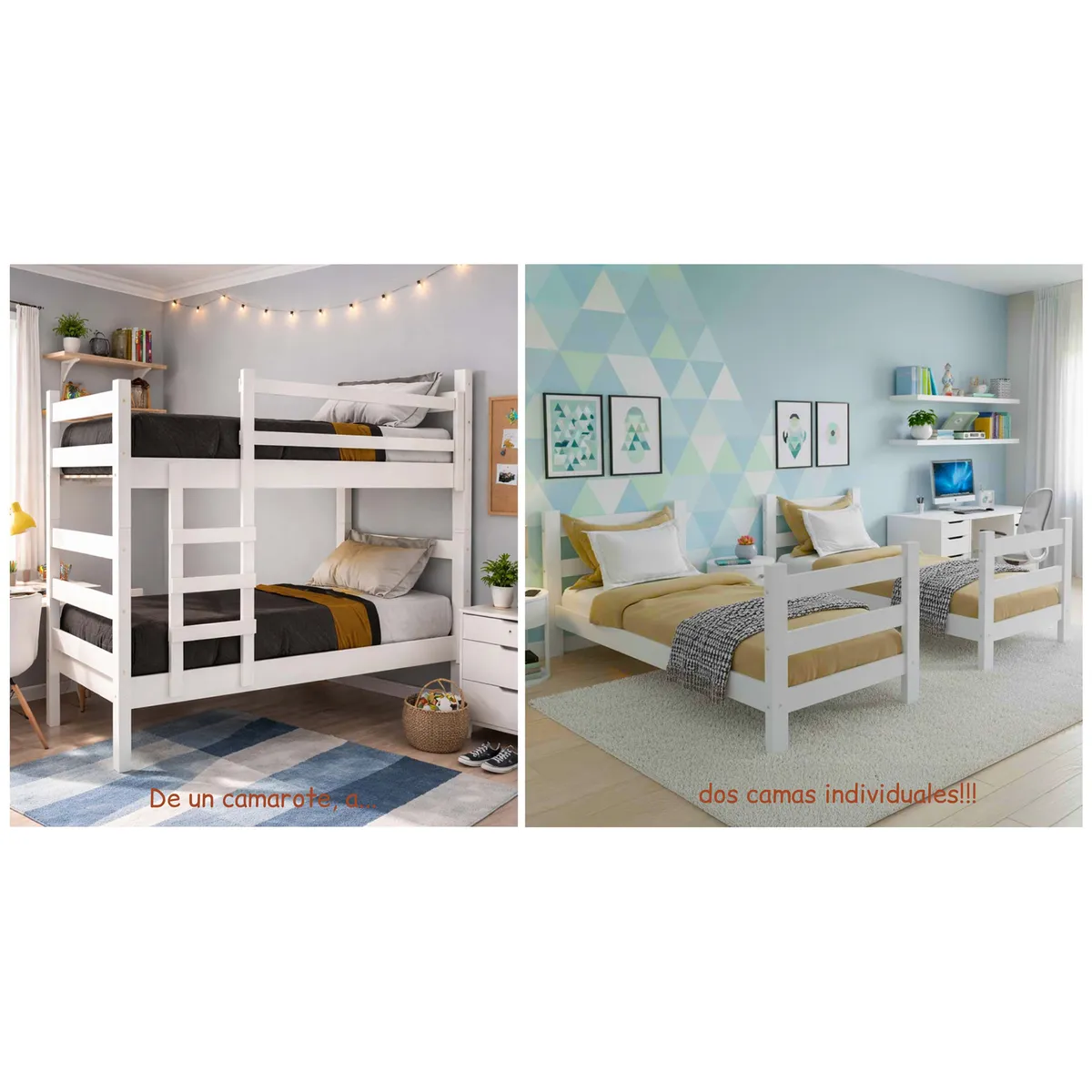 Camarote Essenciale blanco con escalera, marca BE DESIGN - Foto 2