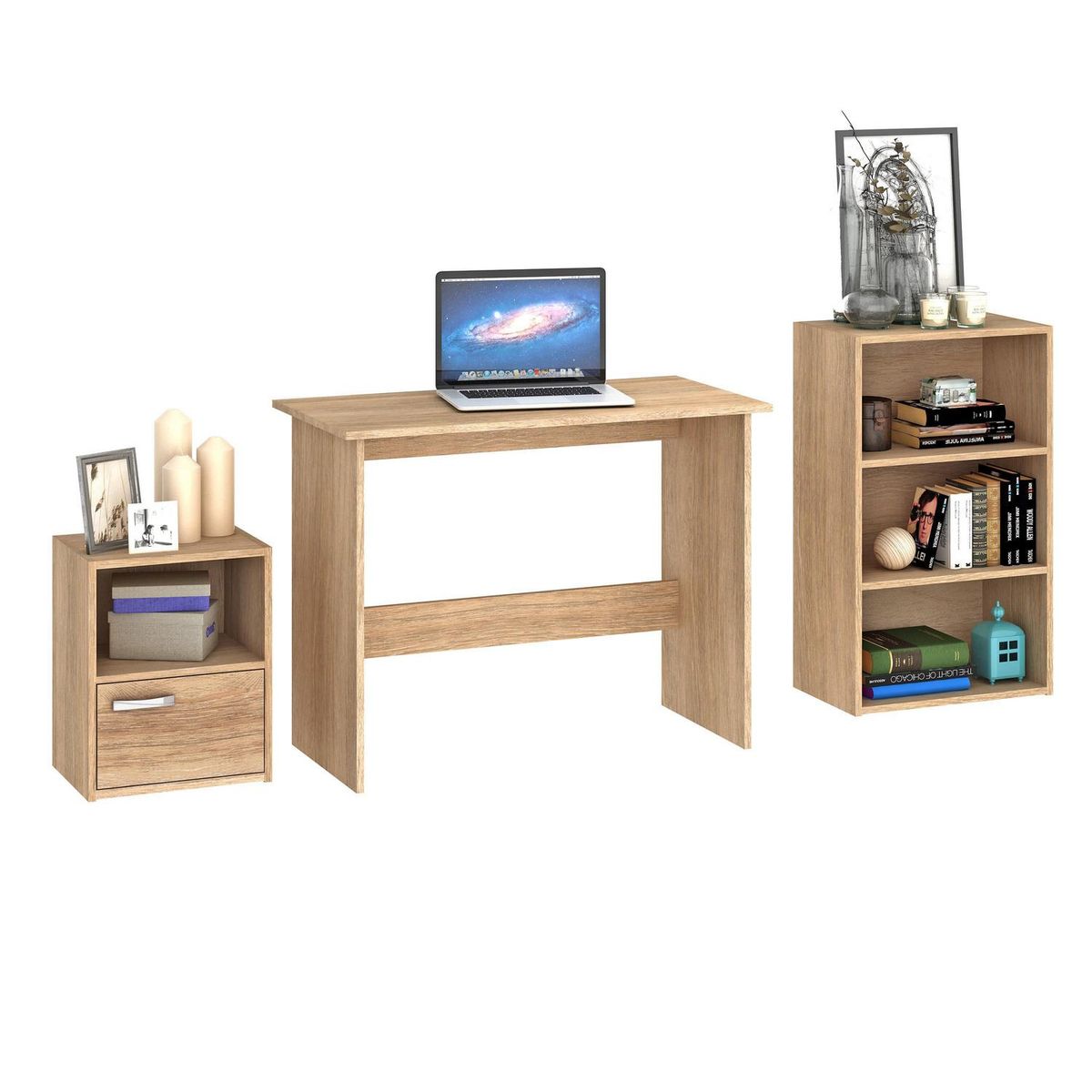 MOBILFRANK - Combo escritorio + 2 estantes