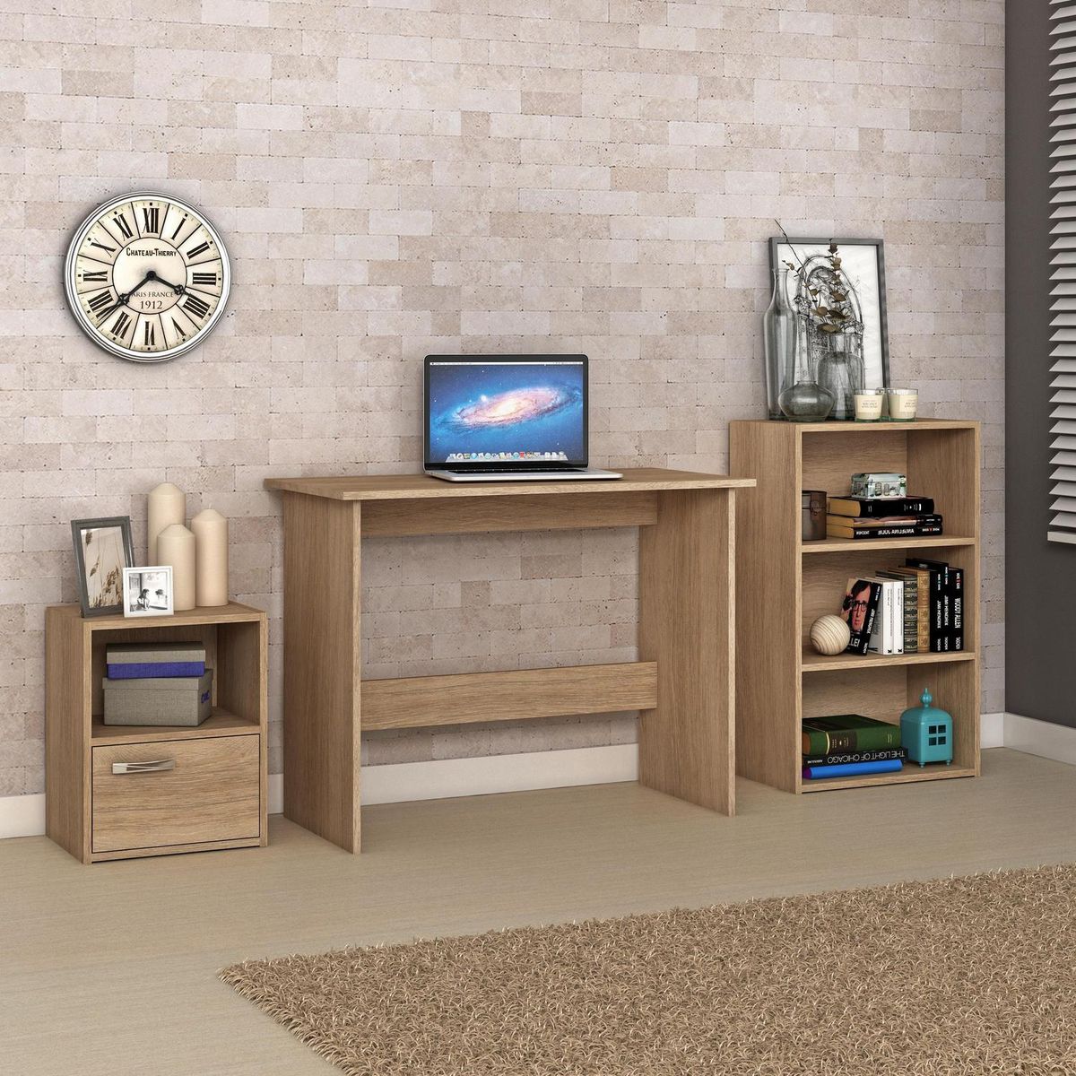 MOBILFRANK - Combo escritorio + 2 estantes