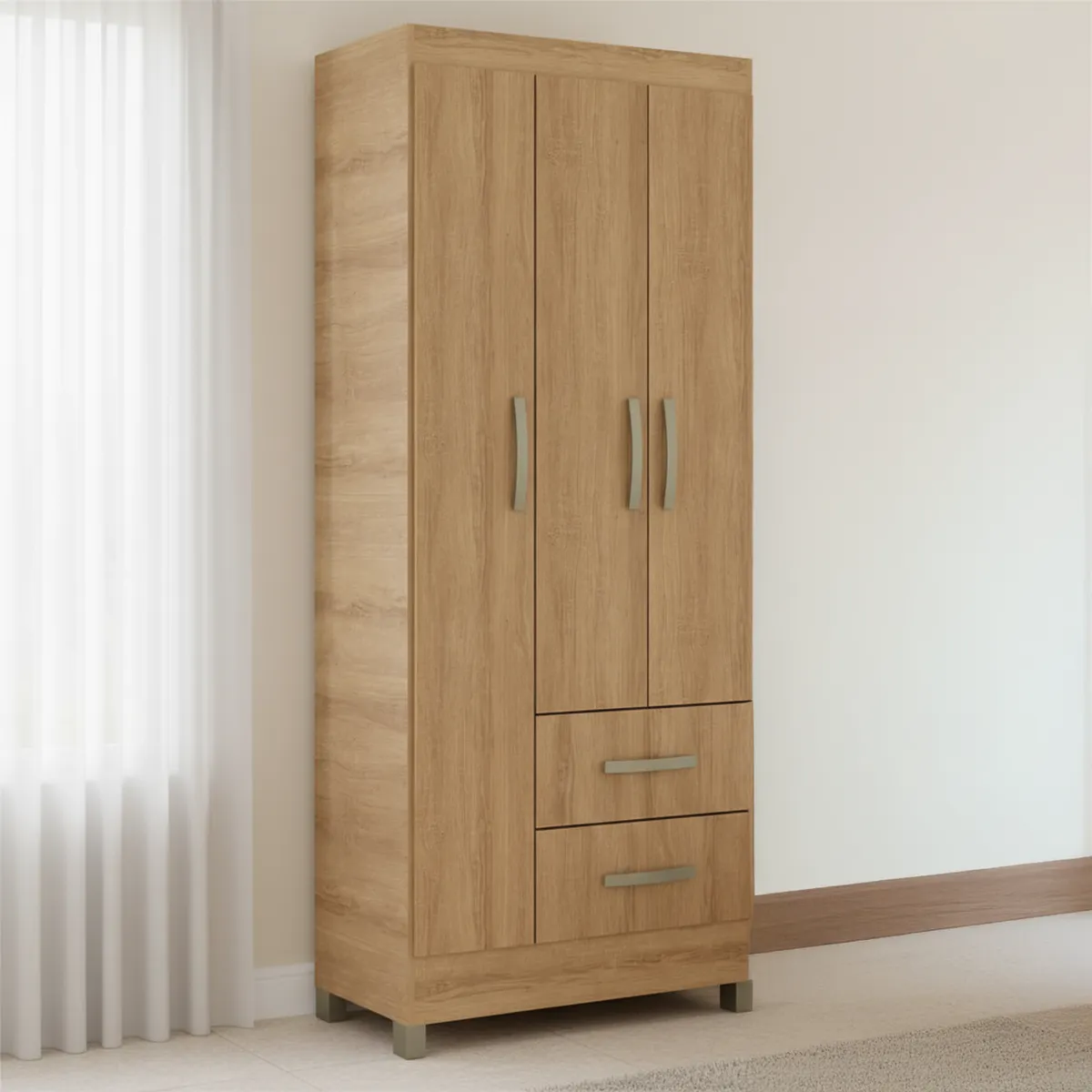 MOBILFRANK - Clóset 3 Puerta(s) 2 Cajón(es) 3 Repisa(s) 75x179x40 cm Miel