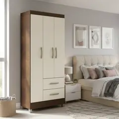 MOBILFRANK - Clóset 3 Puerta(s) 2 Cajón(es) 3 Repisa(s) 75x179x40 cm Rústico