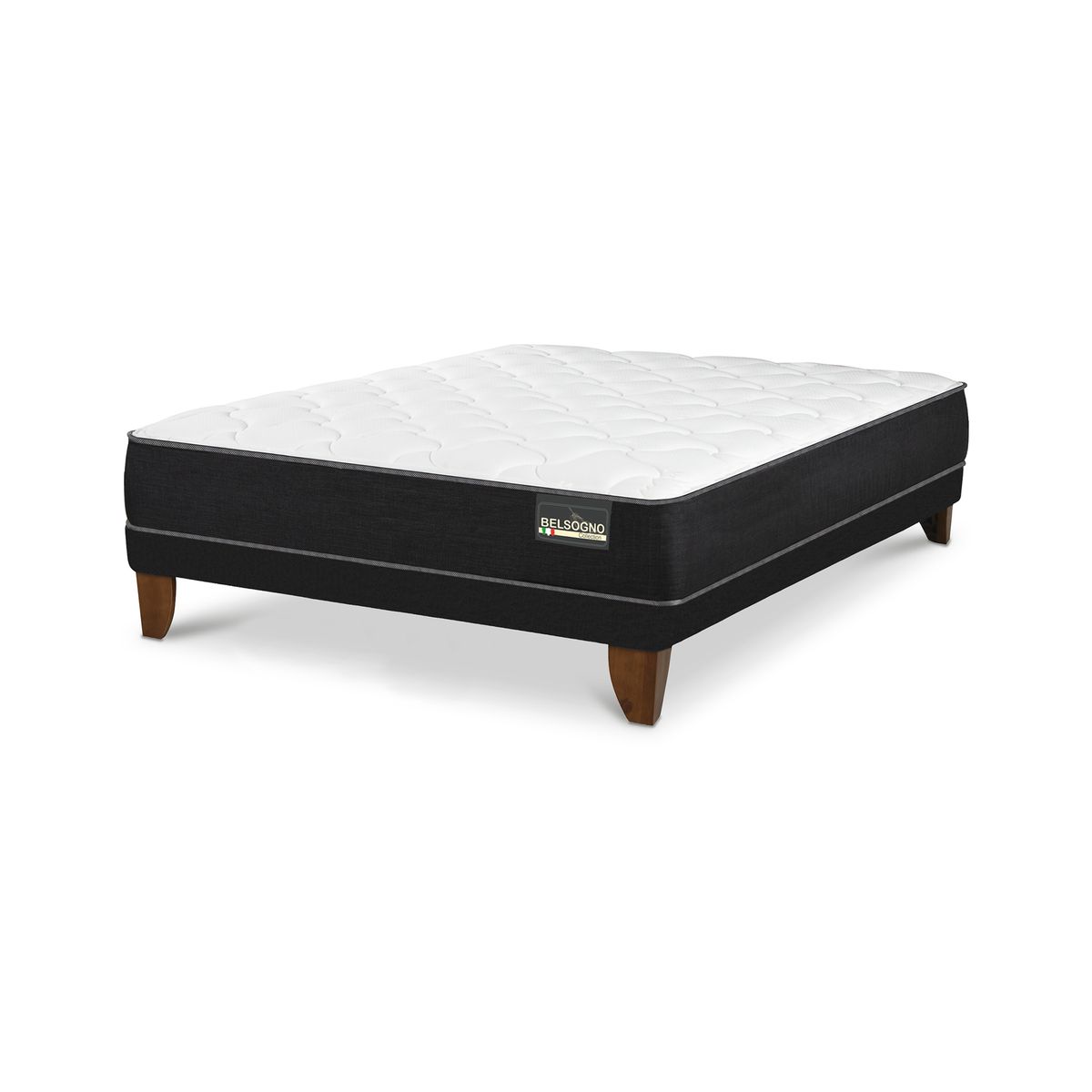 BELSOGNO - Cama 2 plazas Europea Belsogno Plus Black Blanco/Beige
