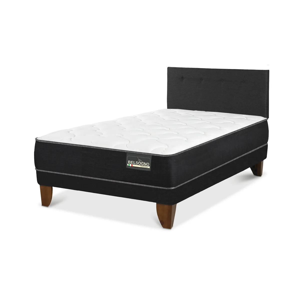 BELSOGNO - Cama Europea Belsogno Plus Black 2,0 pl respaldo Black