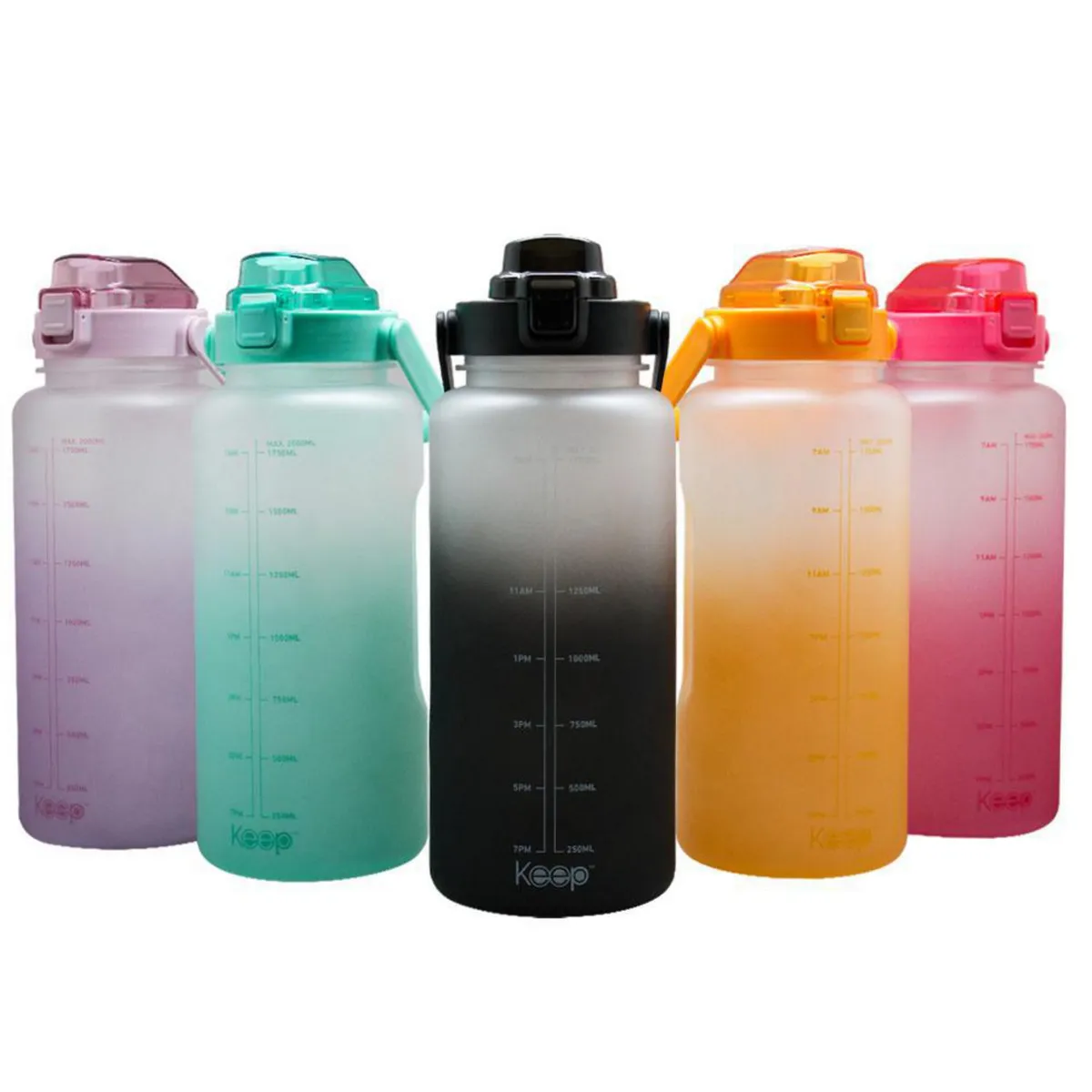 KEEP - Botella de agua con medidas y horario 2l color surtido