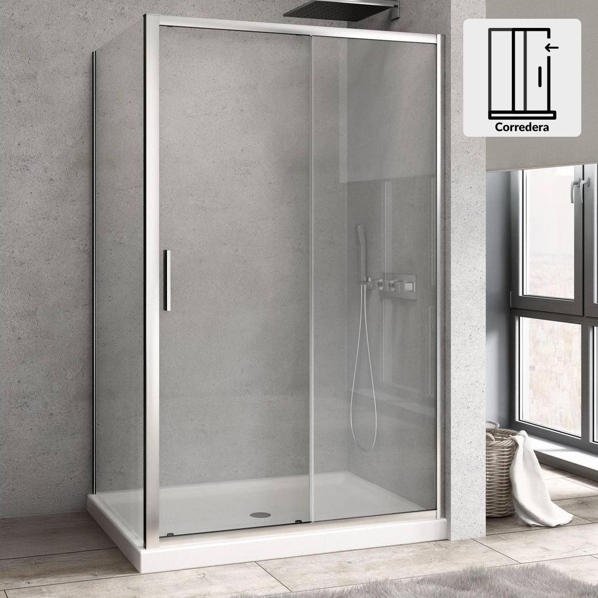 DUSCHY - Set mampara corredera para cierre esquina 120 x 80 cm