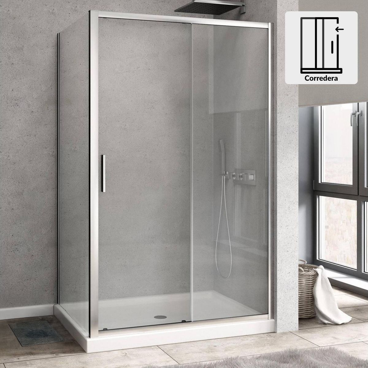 DUSCHY - Set mampara corredera para cierre esquina 110 x 70 cm