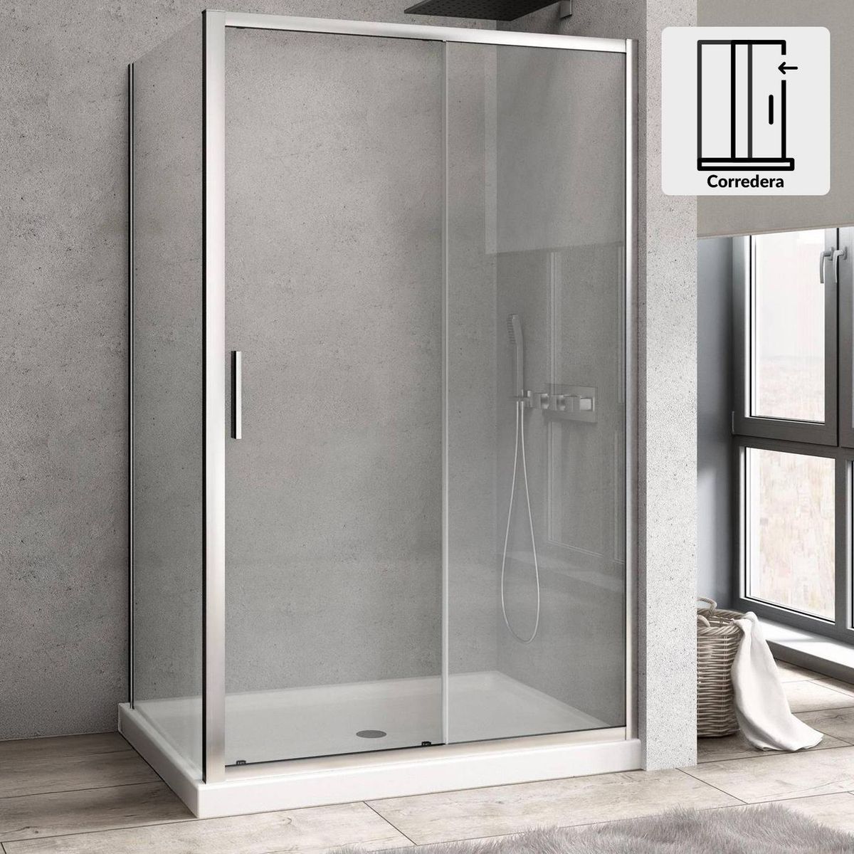 DUSCHY - Set mampara corredera para cierre esquina 130 x 70 cm