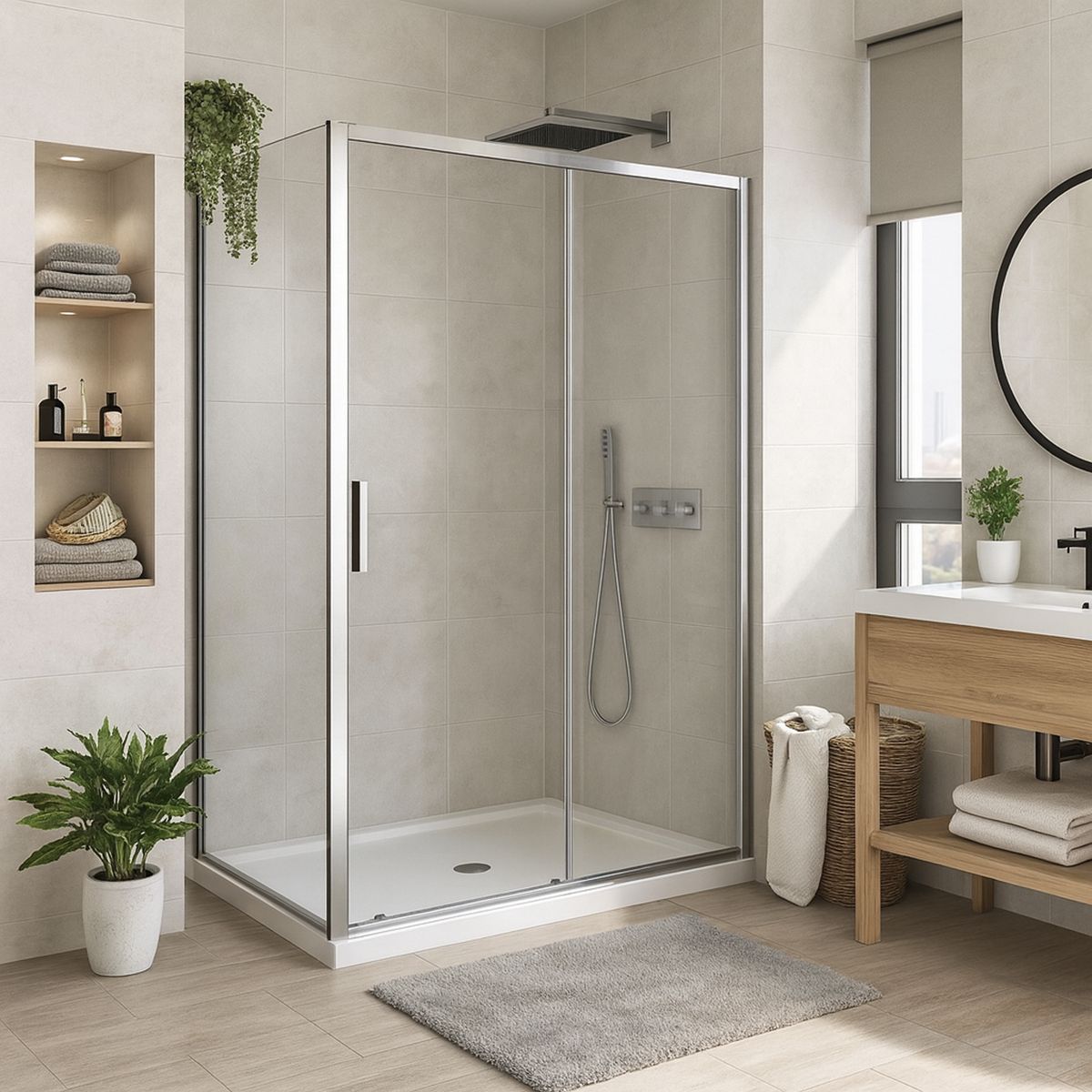 DUSCHY - Set mampara corredera para cierre esquina 130 x 70 cm