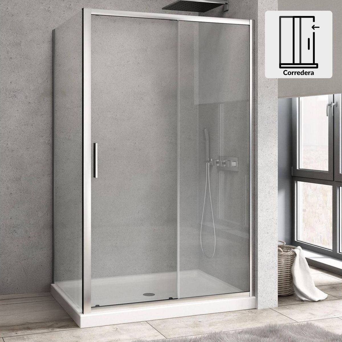 DUSCHY - Set mampara corredera para cierre esquina 180 x 80 cm