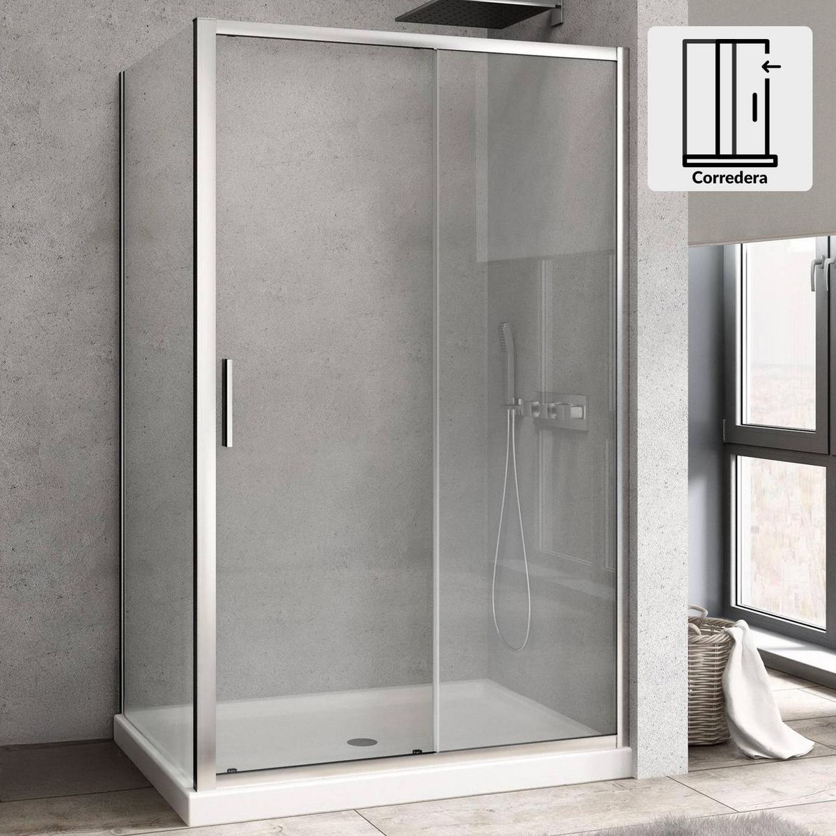 DUSCHY - Set mampara corredera para cierre esquina 150 x 70 cm