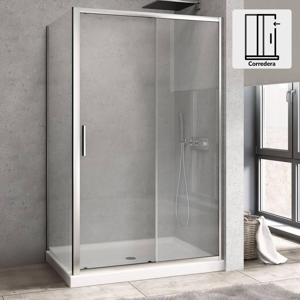 DUSCHY - Set mampara corredera para cierre esquina 170 x 80 cm