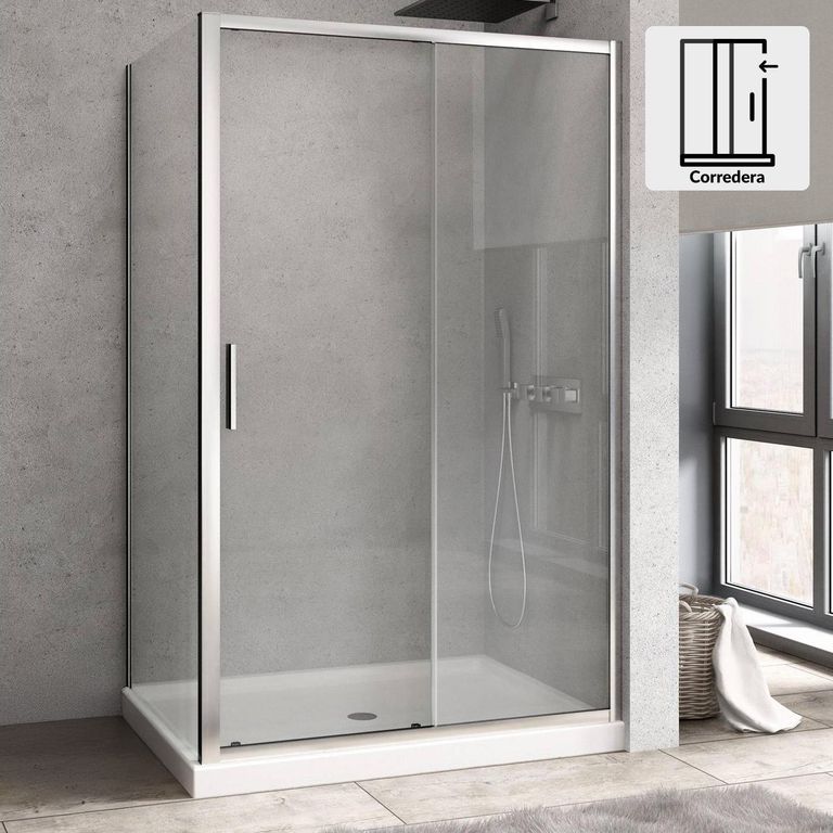 Set mampara corredera para cierre esquina 150 x 80 cm