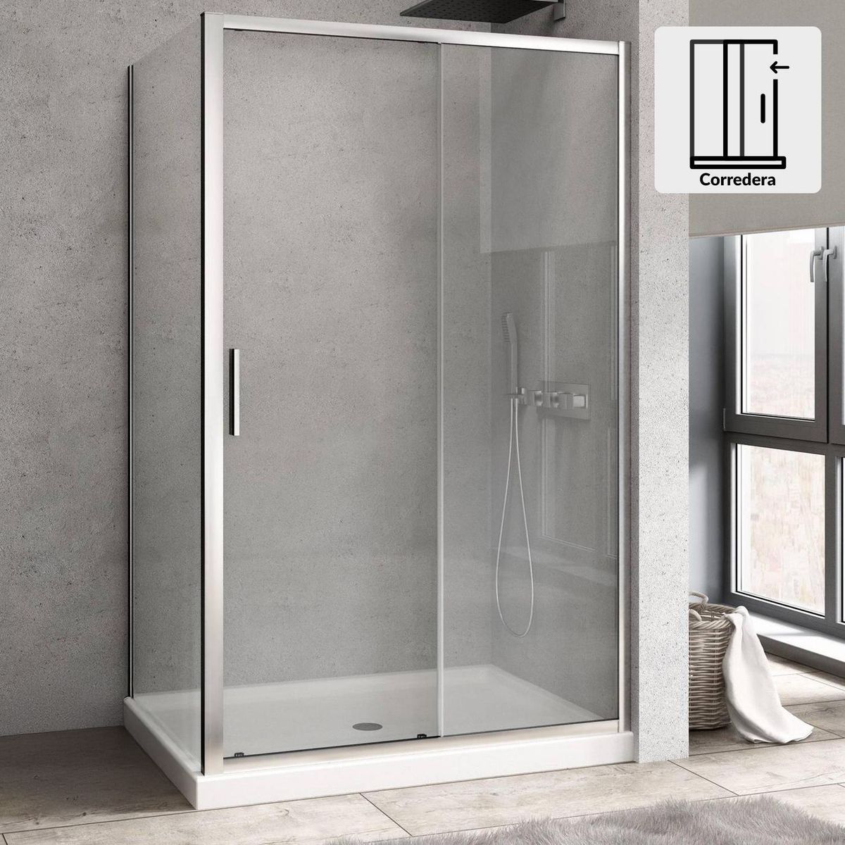 DUSCHY - Set mampara corredera para cierre esquina 150 x 80 cm