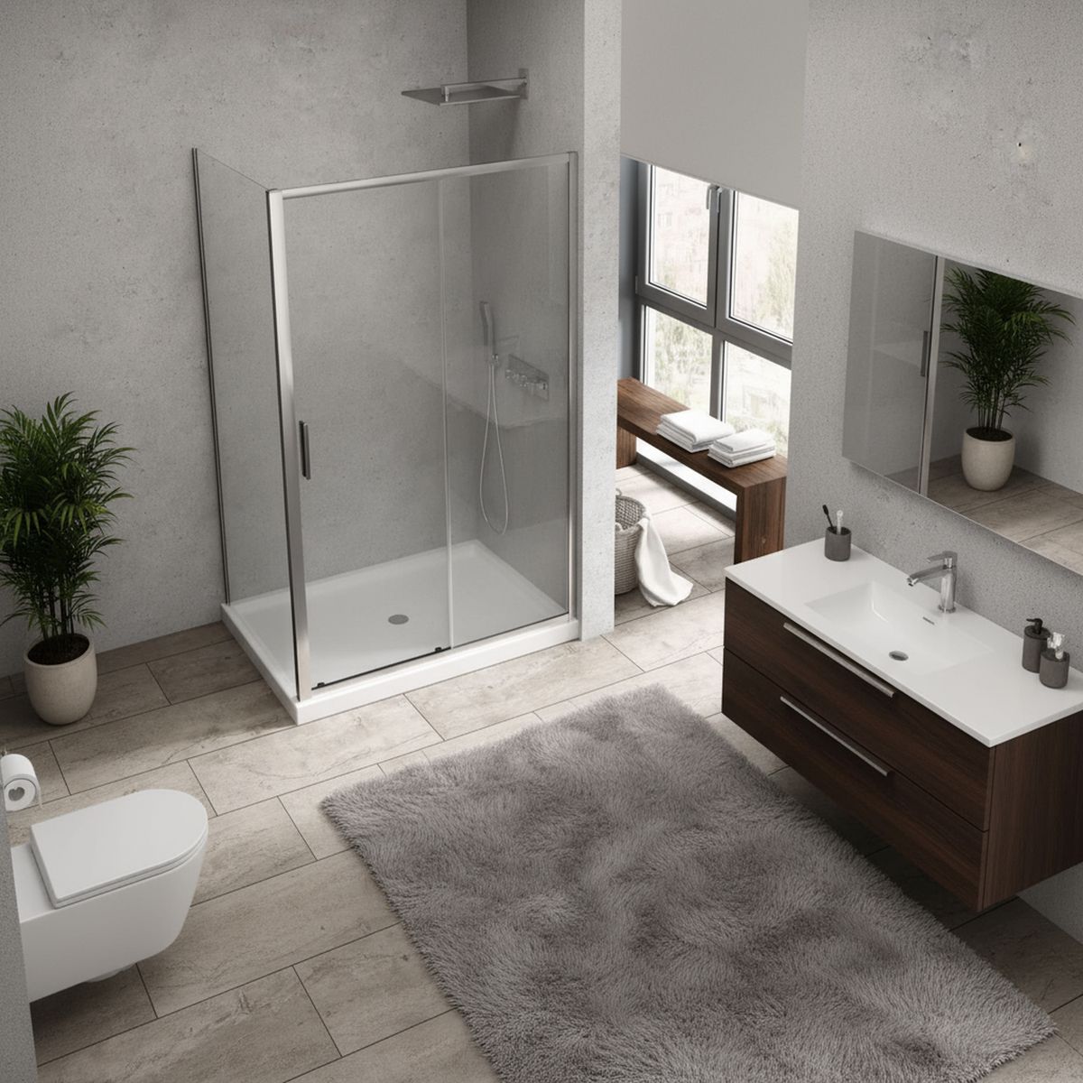 DUSCHY - Set mampara corredera para cierre esquina 150 x 80 cm