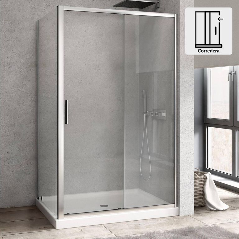 Set mampara corredera para cierre esquina 130 x 80 cm
