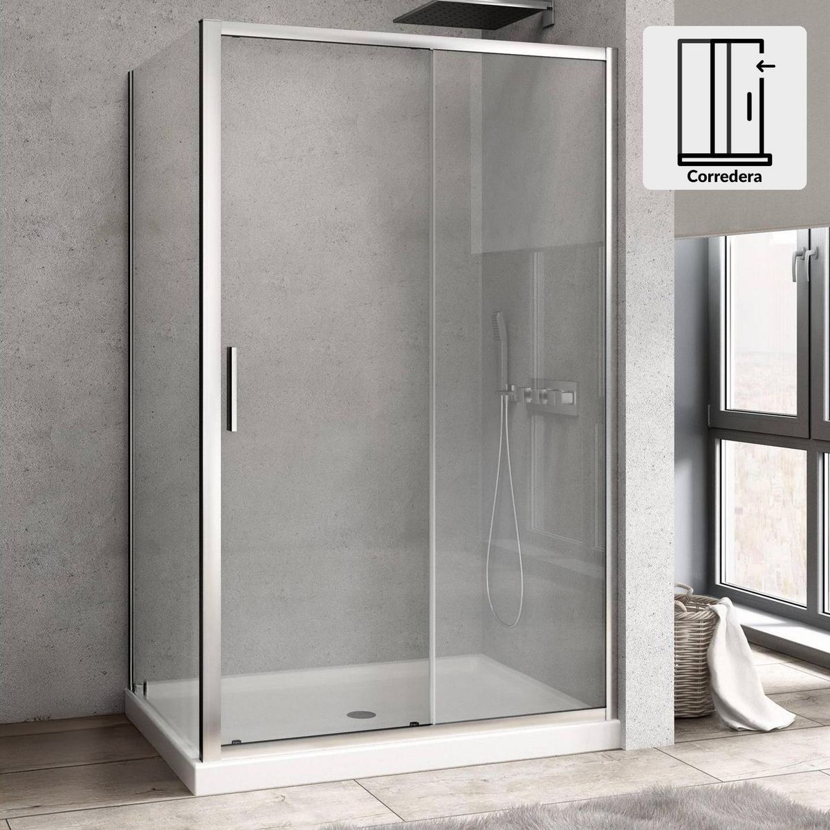 DUSCHY - Set mampara corredera para cierre esquina 130 x 80 cm