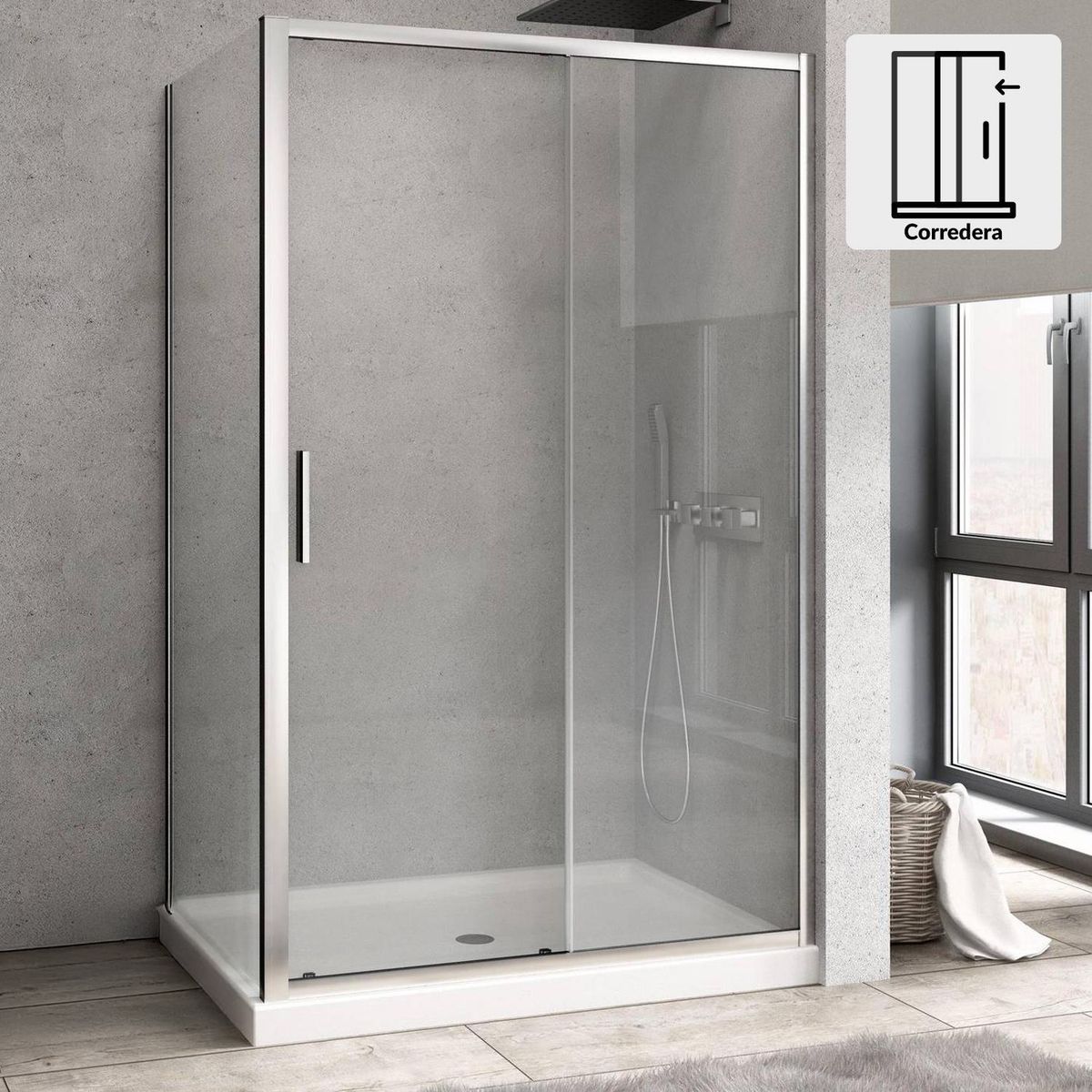 DUSCHY - Set mampara corredera para cierre esquina 160 x 80 cm