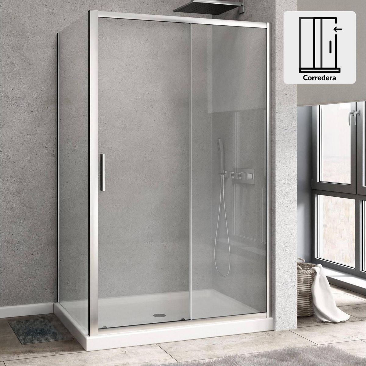 DUSCHY - Set mampara corredera para cierre esquina 140 x 70 cm