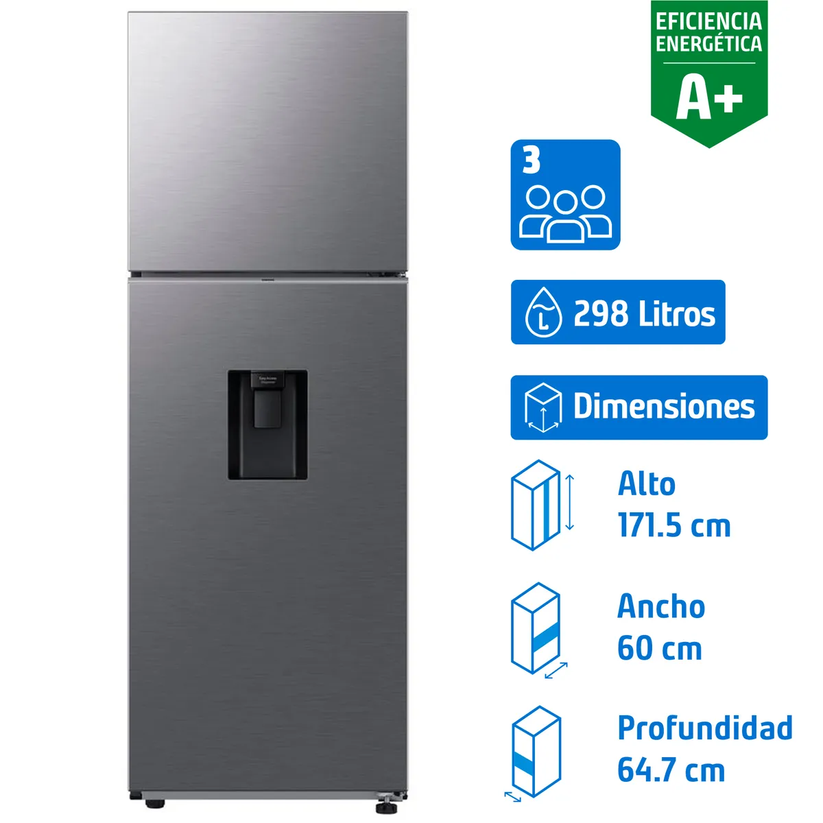 SAMSUNG - Refrigerador Top Freezer No Frost 298 Litros Inox RT31CG5540S9ZS