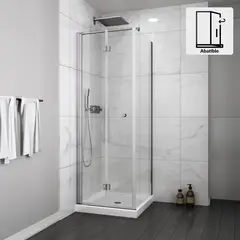 DUSCHY - Set mampara plegable para cierre esquina 80 x 70 cm