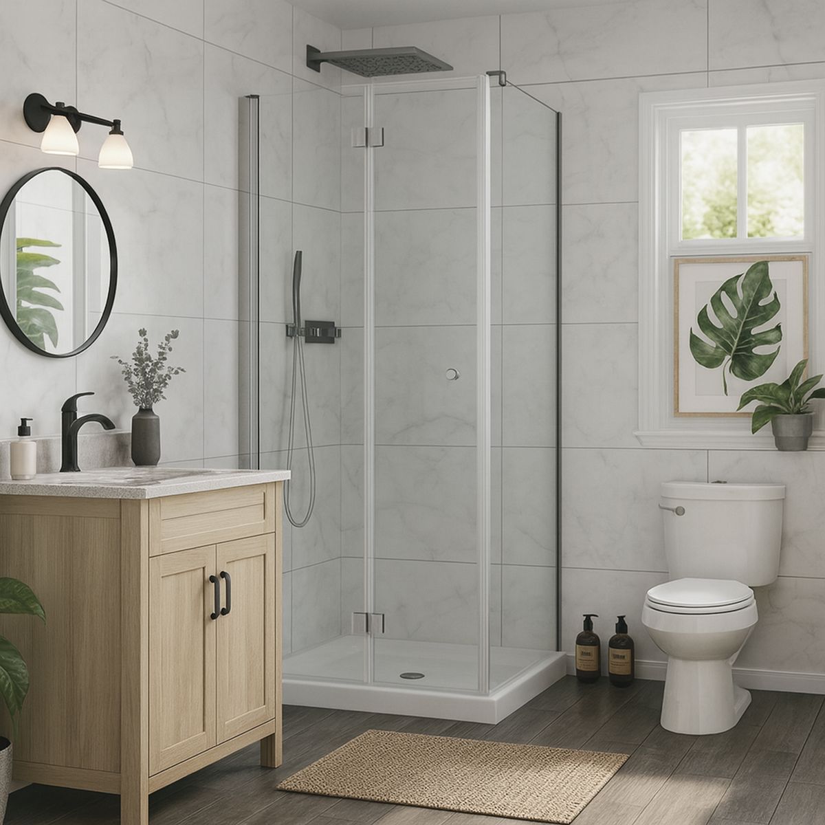 DUSCHY - Set mampara plegable para cierre esquina 70 x 80 cm