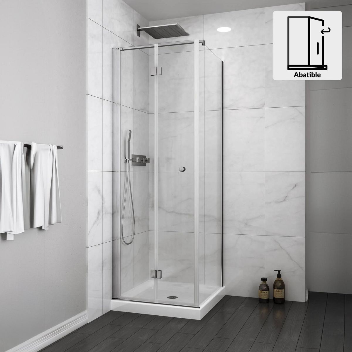 DUSCHY - Set mampara plegable para cierre esquina 80 x 80 cm
