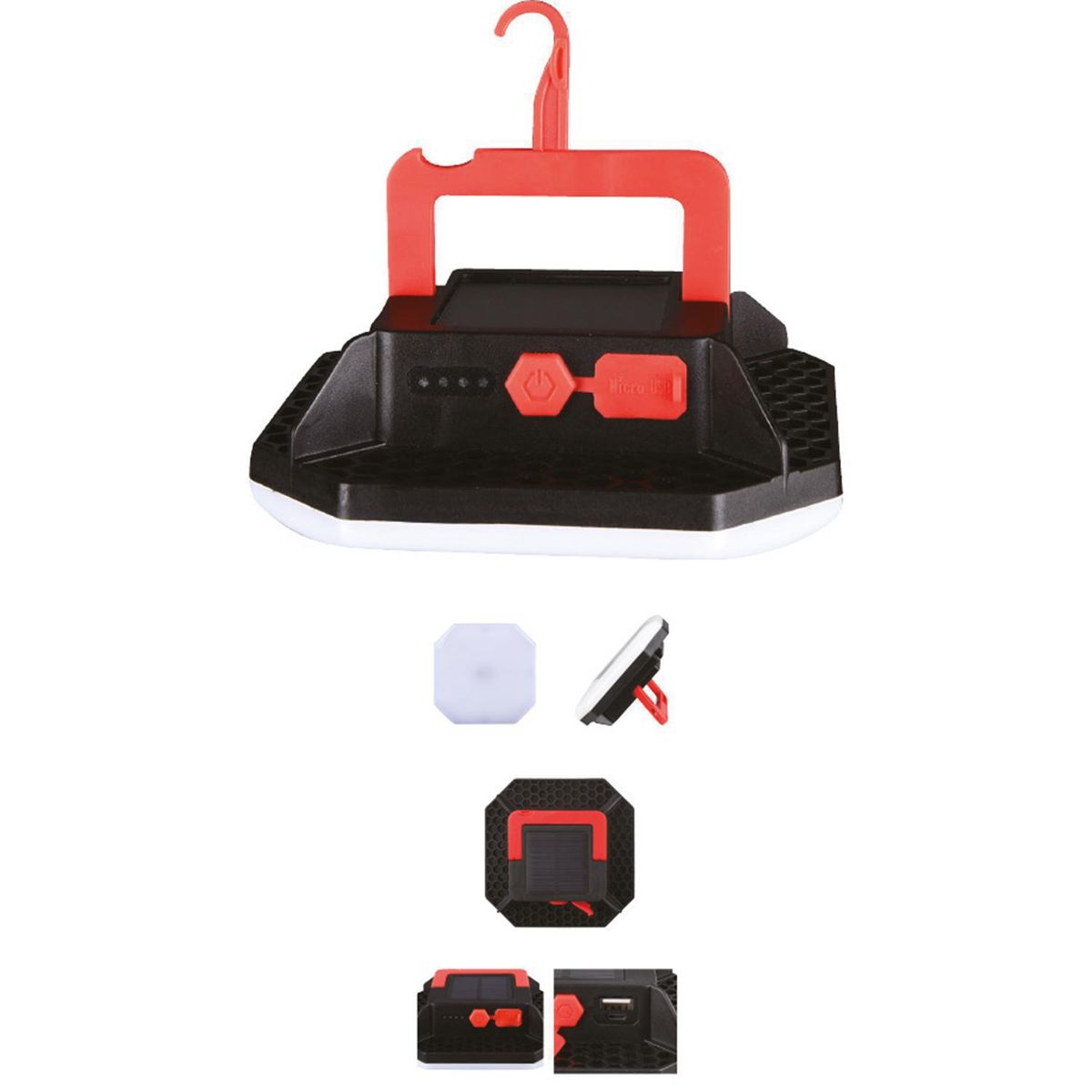 HALUX - Lámpara de Camping Multifuncional 360 lm Plástico Negro