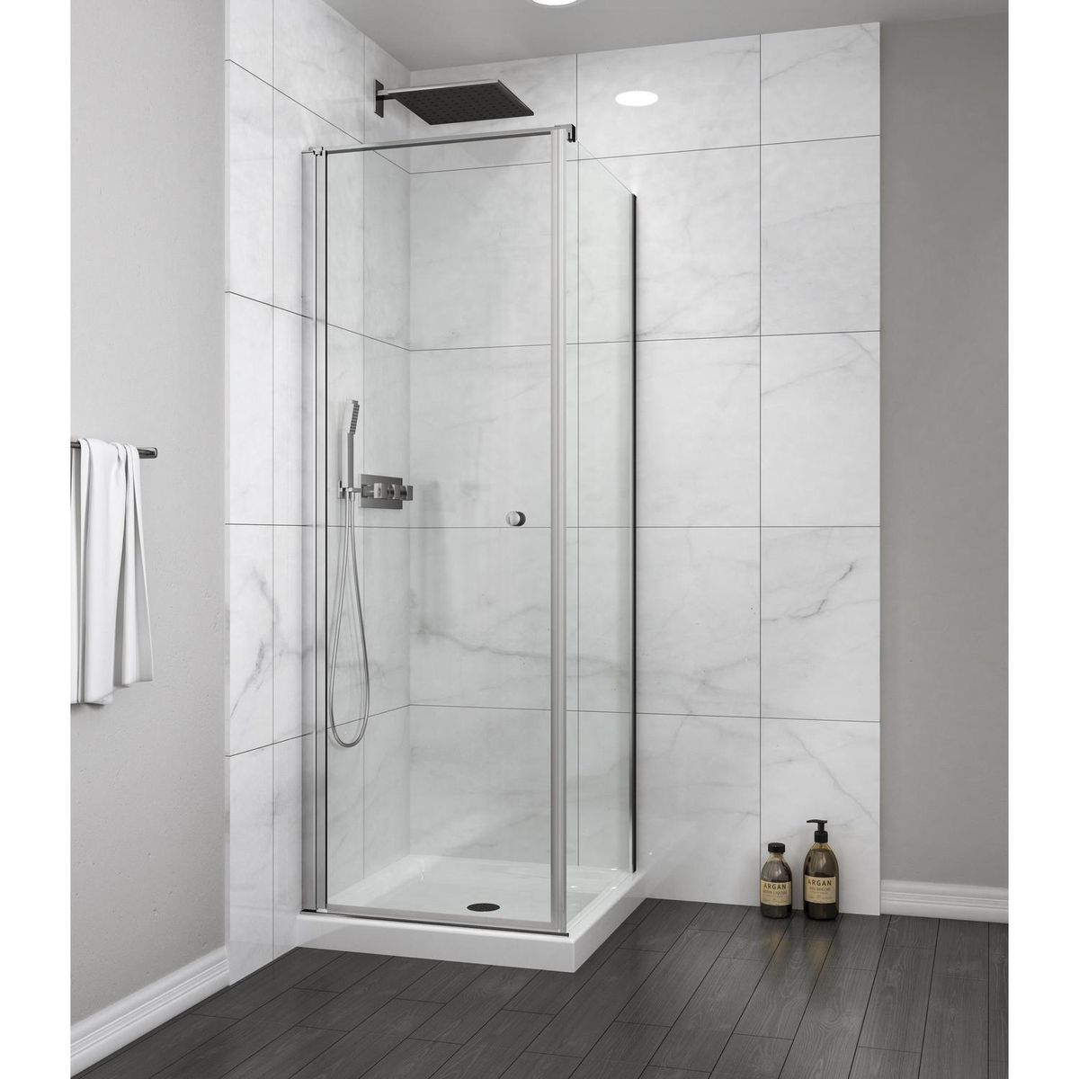 DUSCHY - Set mampara abatible para cierre esquina 60 x 80 cm