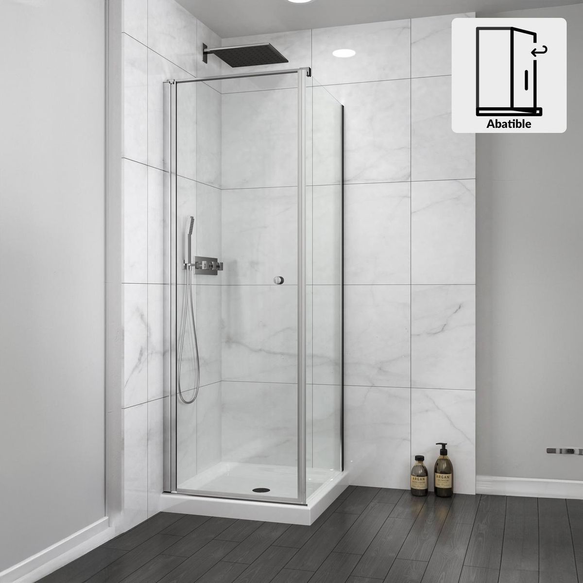 DUSCHY - Set mampara abatible para cierre esquina 70 x 80 cm