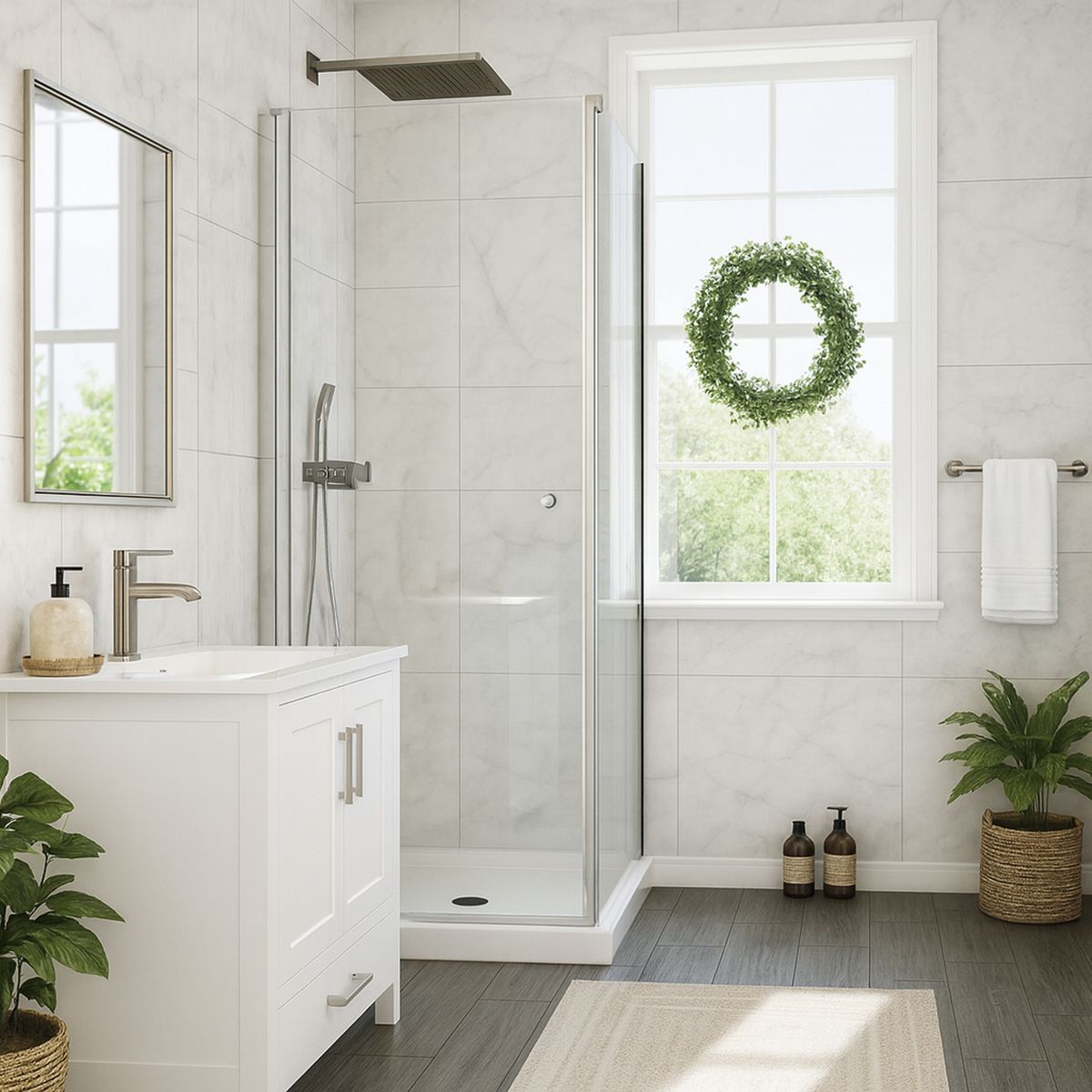 DUSCHY - Set mampara abatible para cierre esquina 80 x 70 cm